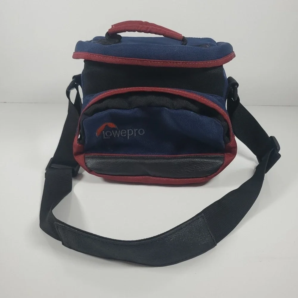 Lowe-Pro Mini Magnum Camera Bag Blue & Red Vintage Shoulder Bag w/ Strap